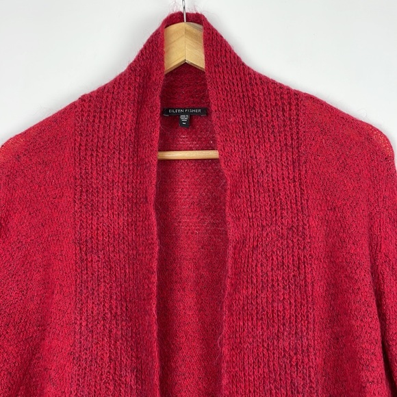 Eileen Fisher Boho Cashmere Wool Mohair Open
Front Draped Peppered Knit Cardigan - Picture 2 of 7